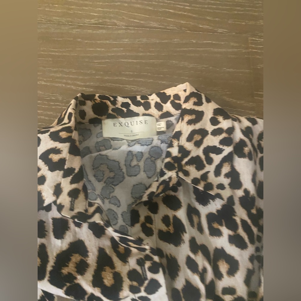 NWOT Anthropologie Exquise Tobie Leopard Animal Printed Pleated Shirt Dress S - Picture 8 of 8